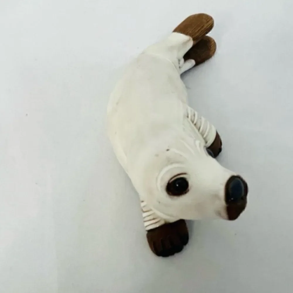 Vintage Casals Peruvian Seal Terracotta Clay Figurine Painted White Excellent co